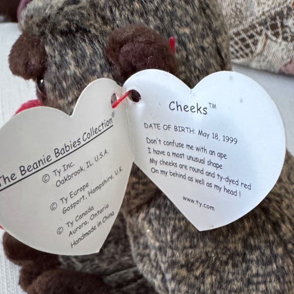 🐵 TY Beanie Babies Pair – Cheeks & Schweetheart (1999) 🐒✨ - Picture 7 of 14